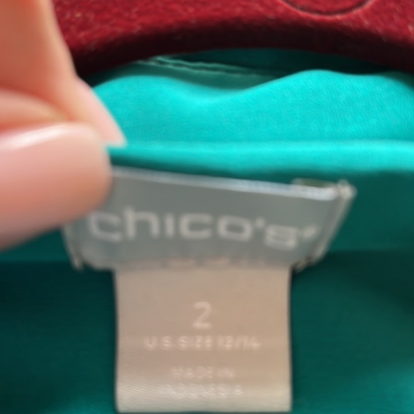 Chicos Green Long Tunic Blouse Size 2=12/14 - Picture 7 of 9